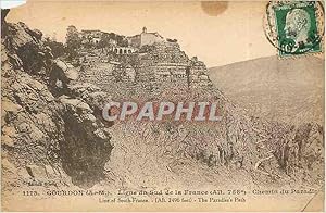 Carte Postale Ancienne Gourdon AM Ligne du Sud de la France Chemin du Paradis