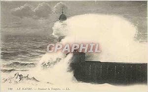 Carte Postale Ancienne Le Havre pendant la tempête Phare