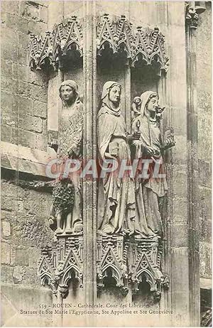 Seller image for Carte Postale Ancienne Rouen Cathdrale Cour des Libraires Statue de Ste Marie l'Egyptienne Ste Appoline et Ste Genevie for sale by CPAPHIL