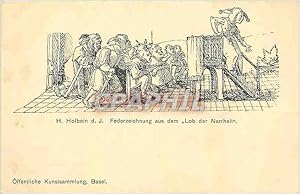 Bild des Verkufers fr Carte Postale Ancienne H Holbein d J Federzeichnung aus dem Lob der Narrheit zum Verkauf von CPAPHIL