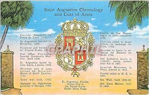 Carte Postale Ancienne Saint Augustine Chronology and Coat of Arms Lion