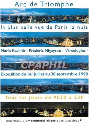 Seller image for Carte Postale Moderne Arc de Triomphe la plus belle vue de Paris la nuit Paris for sale by CPAPHIL