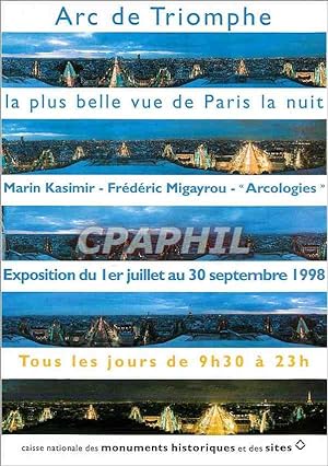 Seller image for Carte Postale Moderne Arc de Triomphe La plus belle vue de paris la nuit for sale by CPAPHIL