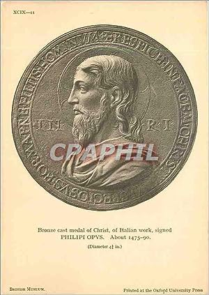 Carte Postale Moderne Bronze cast medal of Christ of Italian work signed Philipi OPVS About 1475 90