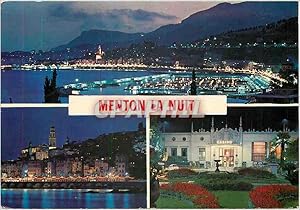 Image du vendeur pour Carte Postale Moderne Menton Cote d'Azur French Riviera Le port et la vieille ville la nuit mis en vente par CPAPHIL