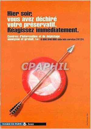 Image du vendeur pour Carte Postale Moderne Mairie de Paris Sante Preservatif SIDA AIDS mis en vente par CPAPHIL