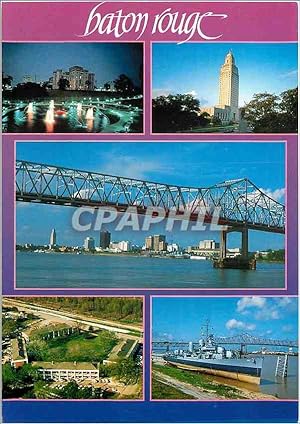 Bild des Verkufers fr Carte Postale Moderne Baton Rouge Louisiana Picture old State Capitol Skyline With Mississippi River Bridge zum Verkauf von CPAPHIL