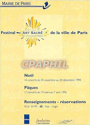 Image du vendeur pour Carte Postale Moderne Mairie de Paris Festival art sacre mis en vente par CPAPHIL