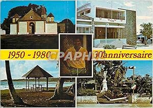 Carte Postale Moderne 30e anniversaire de l'U S Goyave Guadeloupe l'église la mairie la Plage le ...