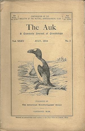 Image du vendeur pour The Auk, a Quarterly Journal of Ornithology, Vol. Xxxv, No. 3, July, 1918 mis en vente par Lincbook