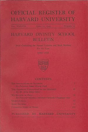 Seller image for Harvard Divinity School Bulletin. Issue Containing the Annual Lectures and Book Reviews for the Year 1940-1941. for sale by Lincbook