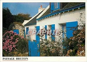 Seller image for Carte Postale Moderne Paysage Breton Maison bretonne aux murs blancs et aux volets bleus for sale by CPAPHIL