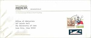 Seller image for Lettre Cover Chine China University Iowa William Mercer Hong Kong for sale by CPAPHIL