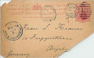 Bild des Verkufers fr Entier Postal Postal Stationary Grande Bretagne Great Britain Yarmouth 1900 to Augsburg zum Verkauf von CPAPHIL
