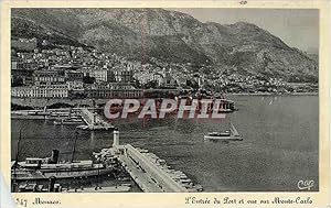 Seller image for Carte Postale Ancienne Monaco L Entre du Port et vue sur Monte Carlo for sale by CPAPHIL