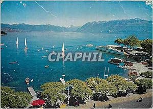 Carte Postale Moderne Lausanne Rade d Ouchy Haut Leman et Alpes