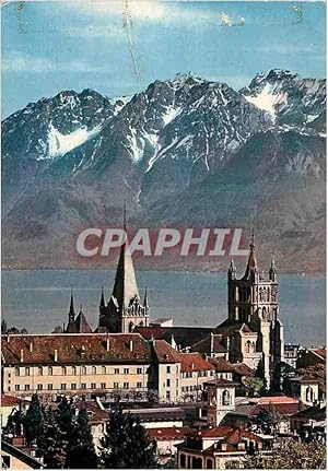 Bild des Verkufers fr Carte Postale Moderne Lausanne Ouchy La cathdrale et les Alpes de Savoie zum Verkauf von CPAPHIL