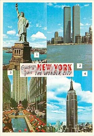 Seller image for Carte Postale Moderne New york city statue of liberty world trade center channe lgardens in rockefeller center empire state building for sale by CPAPHIL