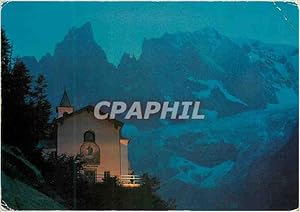 Image du vendeur pour Carte Postale Moderne Courmayeur notre dame de la guerison m 1436 m le mt blanc 4810 m et le glaciers de la brenve la nuit mis en vente par CPAPHIL