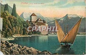 Image du vendeur pour Carte Postale Ancienne Chillon et la Dent du Midi Bateau mis en vente par CPAPHIL