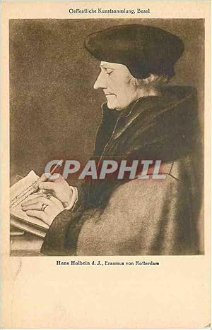 Bild des Verkufers fr Carte Postale Ancienne Oeffentliche Kunstsammlung Basel Hans Holbein Erasmus von Rotterdam zum Verkauf von CPAPHIL