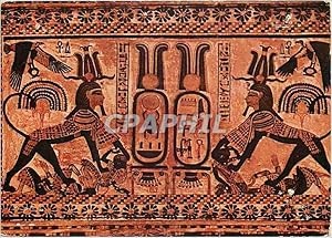 Bild des Verkufers fr Carte Postale Moderne Tutanchamon Als Sphinx Auf einer Truhe aus dem Tal der Konige Theben Um Chr Museum in Kairo zum Verkauf von CPAPHIL