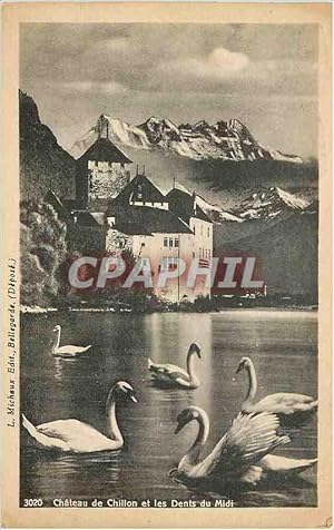 Imagen del vendedor de Carte Postale Ancienne Chteau de Chillon et les Dents du Midi Cygnes a la venta por CPAPHIL