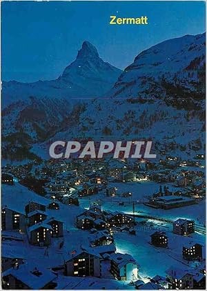 Bild des Verkufers fr Carte Postale Moderne Zermatt Zermatt bei Nacht Matterhorn Mt Cervin Komm mit ins Wallis Luftpost Schnell Zuverlassig zum Verkauf von CPAPHIL