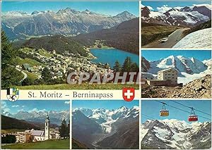 Bild des Verkufers fr Carte Postale Moderne St Moritz Berninapass St Moritz Bernina Pass Diavolezza Lagalp Pontresina Bernina Pontresina wege zu Blumen und wild zum Verkauf von CPAPHIL