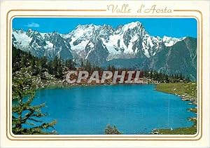 Carte Postale Moderne Vallée D Aosta Le lac a arpy au fond la chaine du Mt Blanc