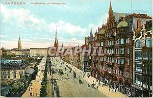 Bild des Verkufers fr Carte Postale Ancienne Hamburg Jungfernstieg mit Alsterpavillon Zur schriftlichen Mitteilung zum Verkauf von CPAPHIL