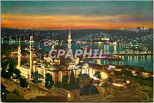 Image du vendeur pour Carte Postale Moderne Istanbul Turkey La Mosquee de Soliman le Magnifique la Corne d'Or et le Pont Atakurk vue nocturne mis en vente par CPAPHIL