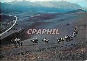 Seller image for Carte Postale Moderne Lanzarote montagne du feu caravane de chameaux for sale by CPAPHIL