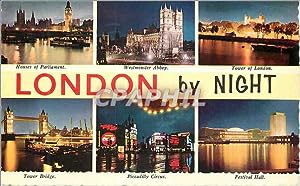 Imagen del vendedor de Carte Postale Moderne London by Night Houses of Parliament Westminster Abbey Tower of London Tower Bridge Piccadilly Circus Festival Hall a la venta por CPAPHIL
