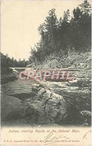 Carte Postale Ancienne Indians shooting rapids at the natural steps