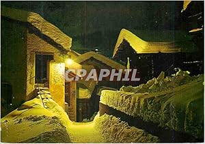 Bild des Verkufers fr Carte Postale Moderne Winternacht im Bergdorf Nuit hivernale au village zum Verkauf von CPAPHIL