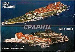 Carte Postale Moderne Lago Maggiore Panorama Isola Bella e Pescatori Piemonte