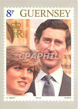 Imagen del vendedor de Carte Postale Moderne Guernsey Post Office Stamp Card Lady Diana Prince Charles a la venta por CPAPHIL