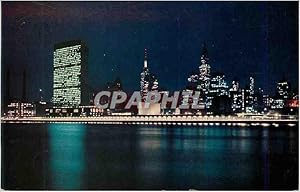 Seller image for Carte Postale Moderne United Nations and New York City Skyline By Night From Welfare Island for sale by CPAPHIL