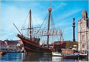 Seller image for Carte Postale Moderne Barcelona Monumento a Cristobal Colon Bateau Christophe Colomb for sale by CPAPHIL