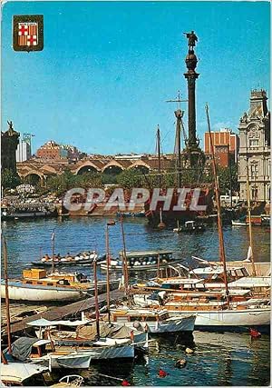 Seller image for Carte Postale Moderne Barcelona vue Partielle du Port et Monument a Christophe Colomb Bateaux for sale by CPAPHIL