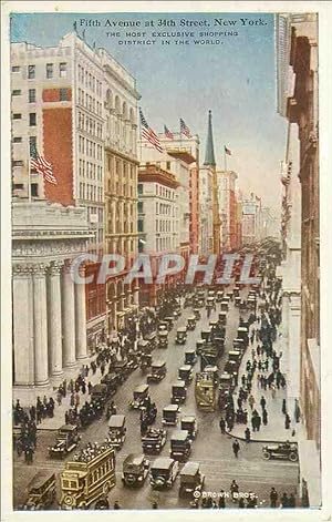 Carte Postale Ancienne Fifth Avenue at 34th Street New York The Most Exclusive Shopping District ...