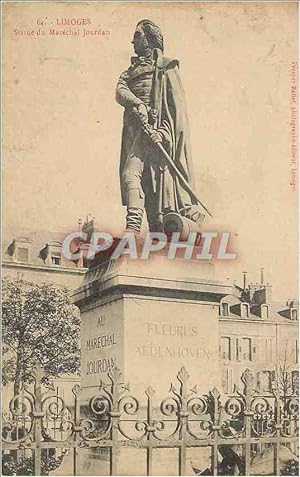 Carte Postale Ancienne Limoges Statue du Marechal Jourdan