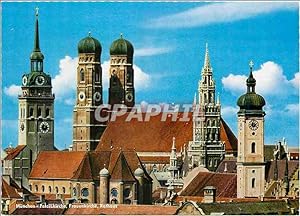 Carte Postale Moderne Munchen vue sur la cathédrale l'église du st pierre et l'hôtel de ville