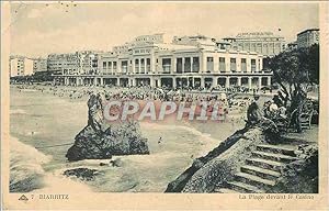 Carte Postale Ancienne Biarritz La Plage devant le Casino