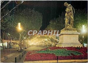 Carte Postale Moderne Beziers (Herault) La Statue et les Allées Paul Riquet la nuit