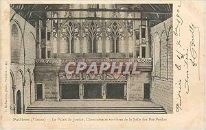 Imagen del vendedor de Carte Postale Ancienne Poitiers Vienne Le Palais de Justice Cheminees et verrieres de la Salle des Pas Perdus (carte 1900) a la venta por CPAPHIL
