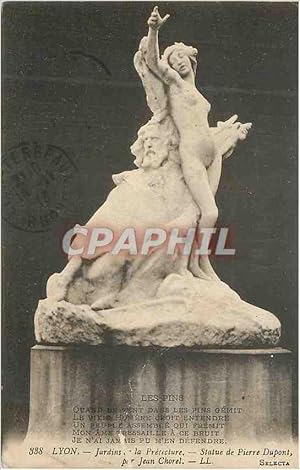 Imagen del vendedor de Carte Postale Ancienne Lyon Jardins de la prfecture Statue de Pierre Dupont Par Jean Chorel a la venta por CPAPHIL