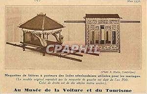 Image du vendeur pour Carte Postale Ancienne Maquettes de litieres a porteurs des indes neerlandaises utilisees pour les mariages au musee de la voiture et du to mis en vente par CPAPHIL