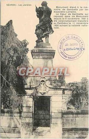 Bild des Verkufers fr Carte Postale Ancienne Sevres les jardies Monument eleve a la memoire de Gambetta par les Alsaciens Lorrains zum Verkauf von CPAPHIL